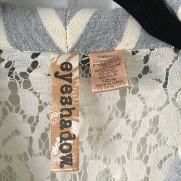 Light Gray Striped Blazer with Lace Back - Picture 6 of 8